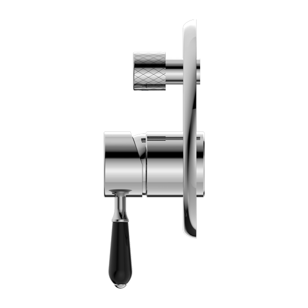 YORK SHOWER MIXER WITH DIVERTOR WITH BLACK PORCELAIN LEVER CHROME (NR692109A03CH)