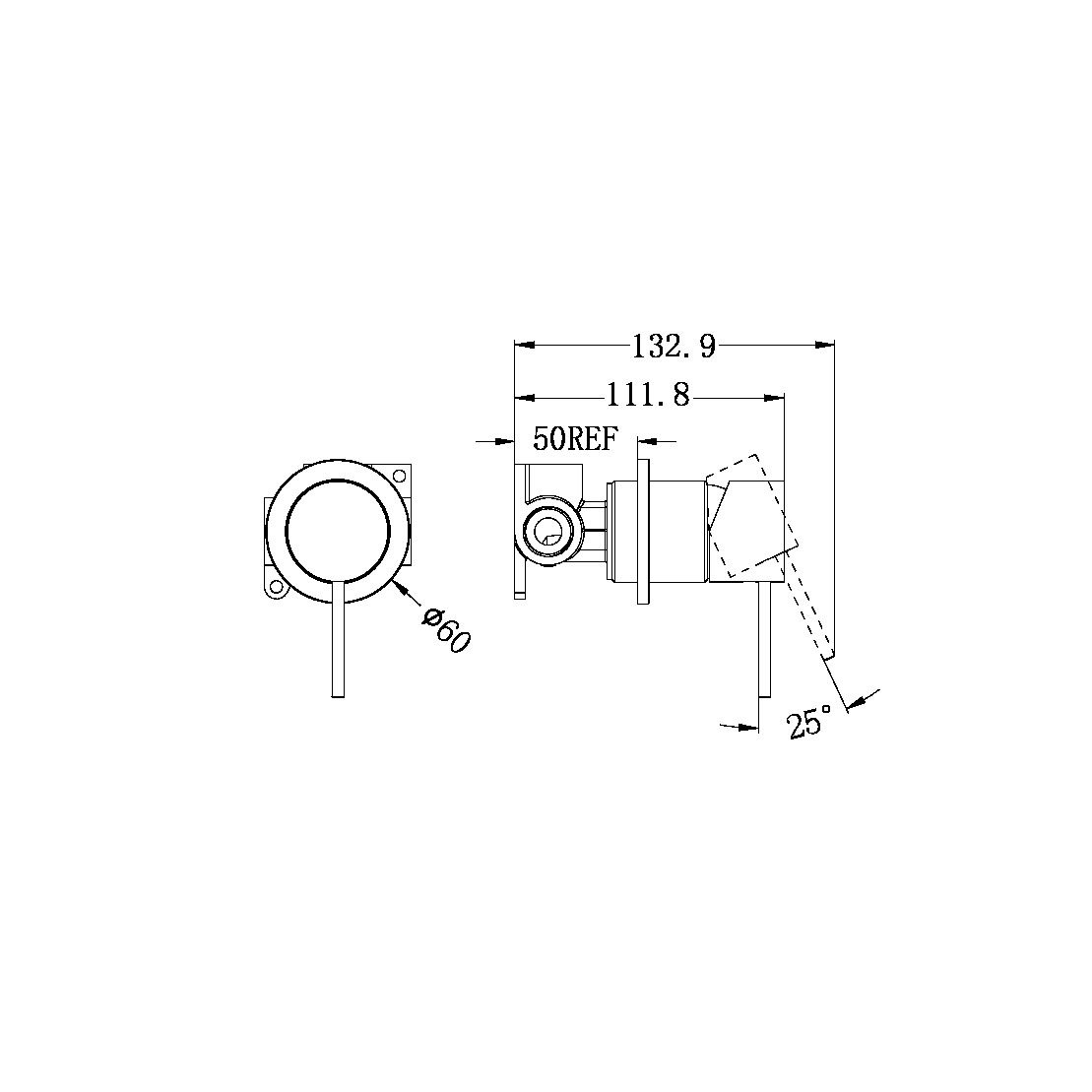 MECCA VALVE KIT SINGLE HANDLE SHOWER VALVE BODY REPLACEMENT SINGLE FUNCTION ROUGH-IN VALVE WITH 60MM PLATE CHROME (NR221911hCH)