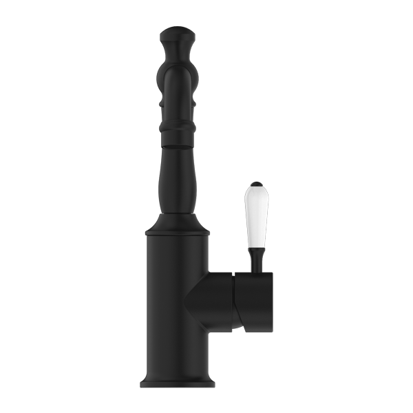 YORK BASIN MIXER WITH WHITE PORCELAIN LEVER MATTE BLACK (NR69210101MB)