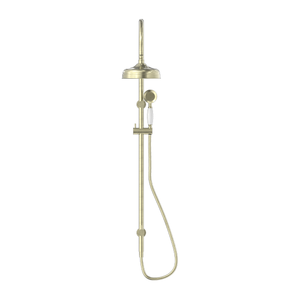 YORK TWIN SHOWER WITH WHITE PORCELAIN HAND SHOWER AGED BRASS (NR69210501AB)
