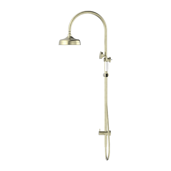 YORK TWIN SHOWER WITH WHITE PORCELAIN HAND SHOWER AGED BRASS (NR69210501AB)