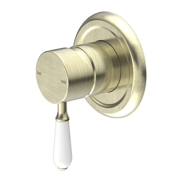 YORK SHOWER MIXER WITH WHITE PORCELAIN LEVER AGED BRASS (NR69210901AB)