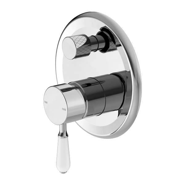 YORK SHOWER MIXER WITH DIVERTOR WITH WHITE PORCELAIN LEVER CHROME (NR692109A01CH)