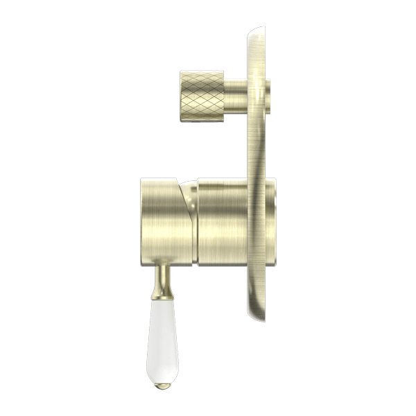 YORK SHOWER MIXER WITH DIVERTOR WITH WHITE PORCELAIN LEVER AGED BRASS (NR692109A01AB)