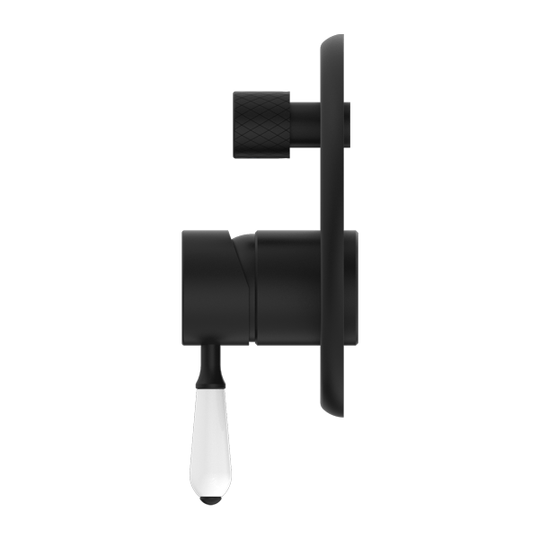 YORK SHOWER MIXER WITH DIVERTOR WITH WHITE PORCELAIN LEVER MATTE BLACK (NR692109A01MB)