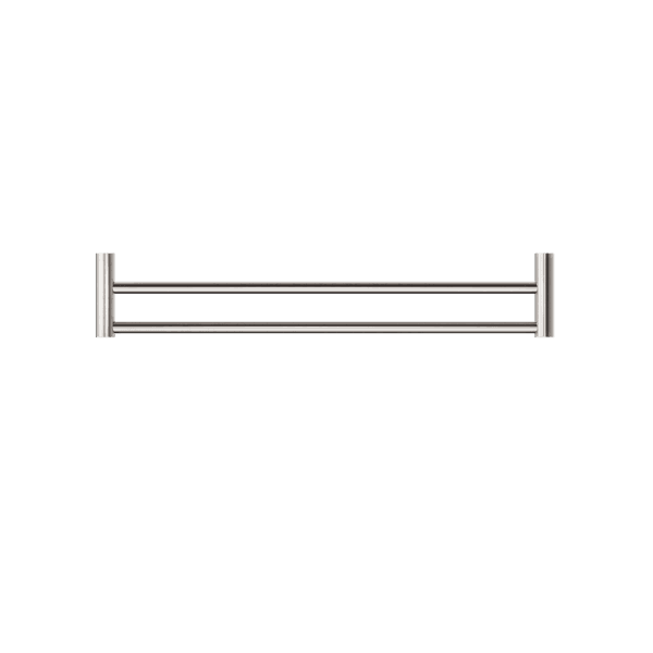 NEW MECCA DOUBLE TOWEL RAIL 600MM BRUSHED NICKEL (NR2324dBN)