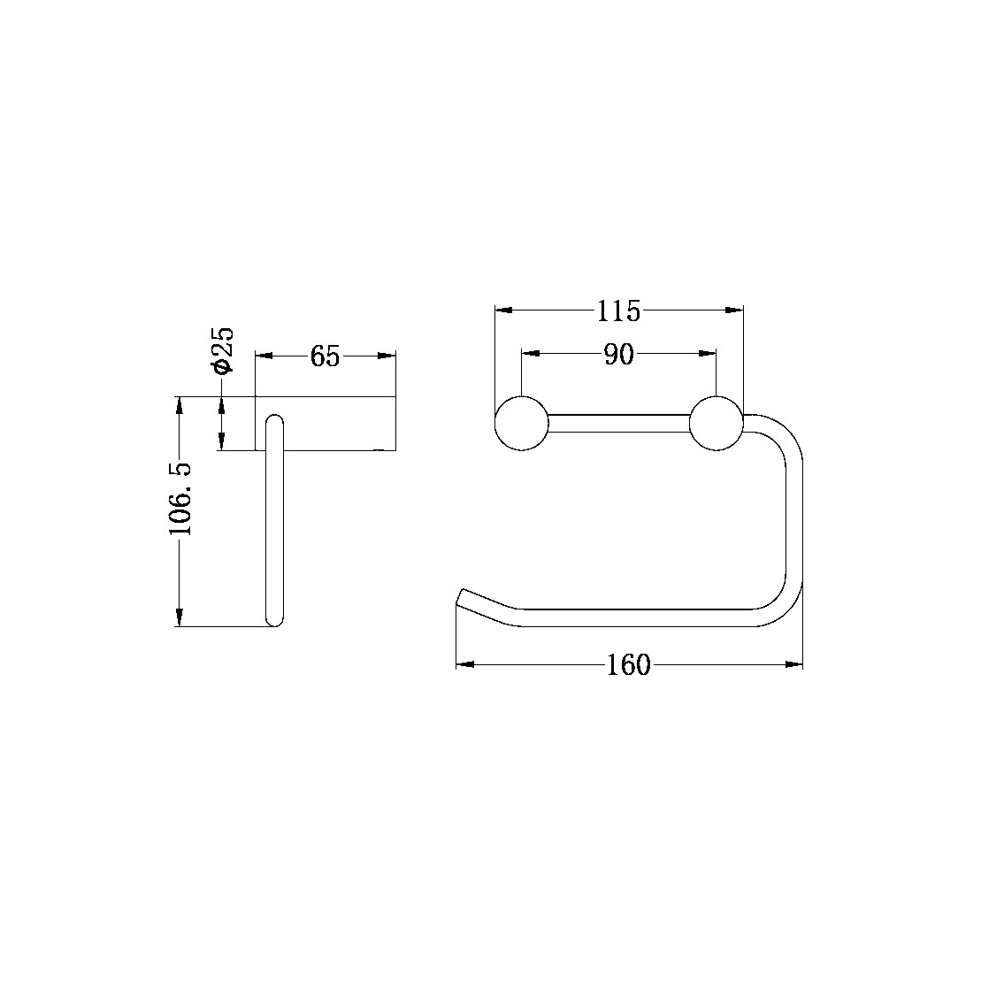 NEW MECCA TOILET ROLL HOLDER BRUSHED NICKEL (NR2386BN)