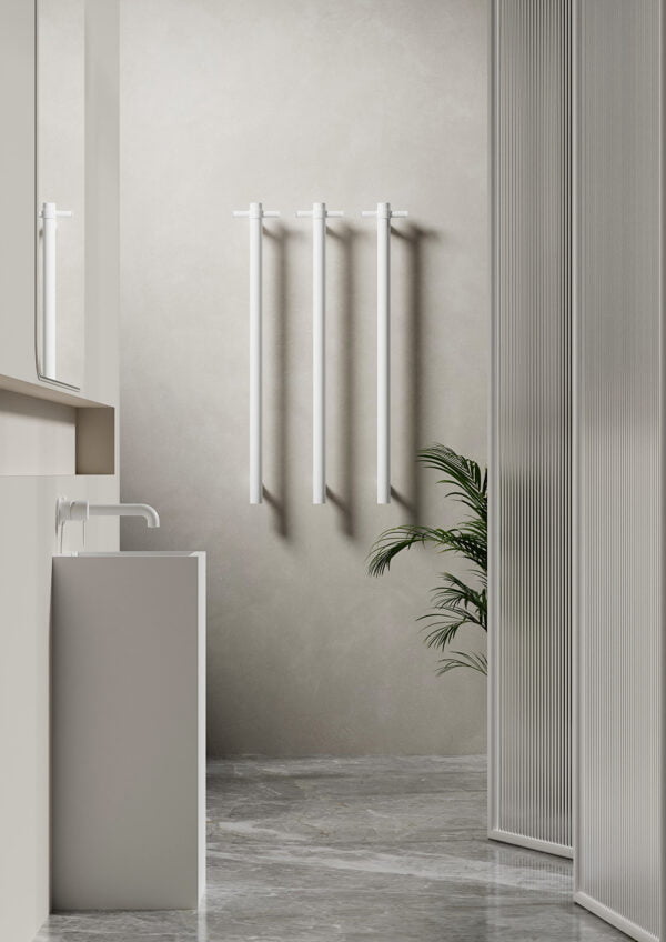 HEATED VERTICAL TOWEL RAIL MATTE WHITE (NRV900HMW)