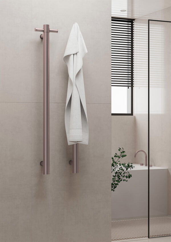 HEATED VERTICAL TOWEL RAIL BRUSHED BRONZE (NRV900HBZ)