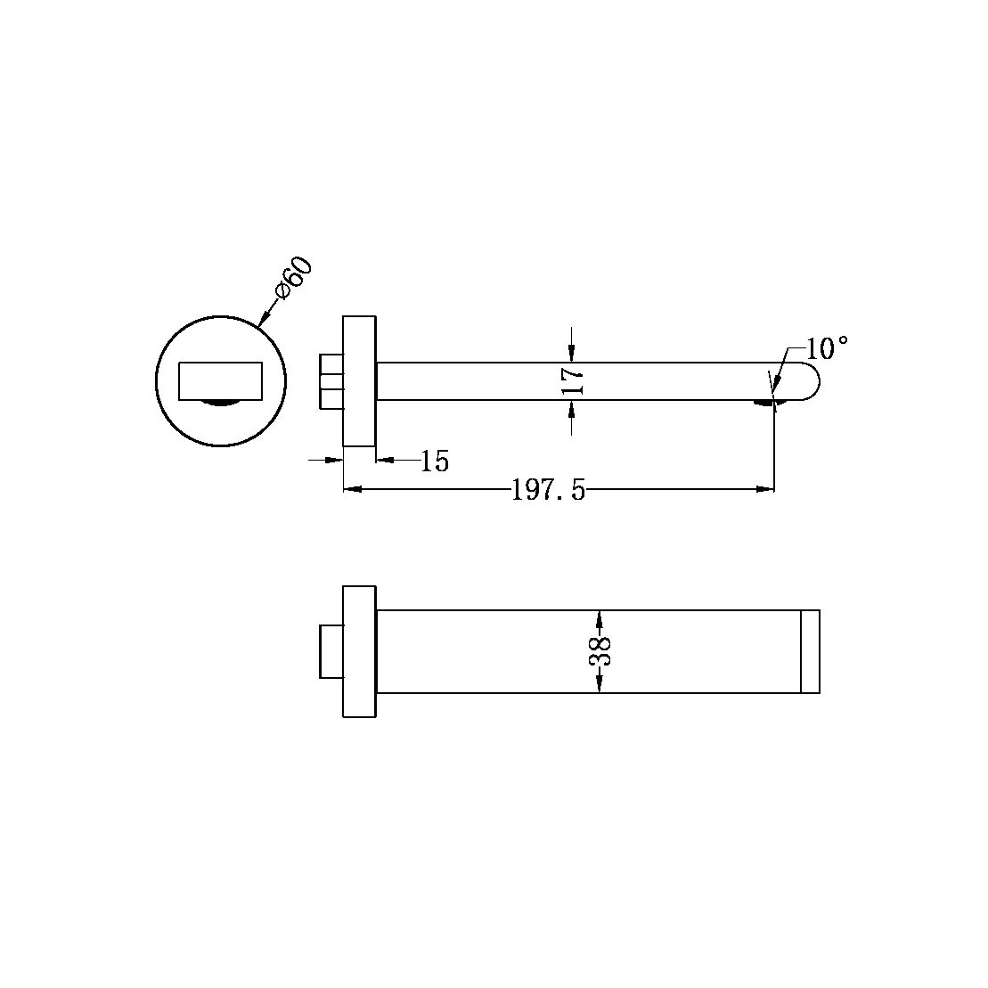 BIANCA FIXED BATH SPOUT 200MM CHROME (NR321503CH)