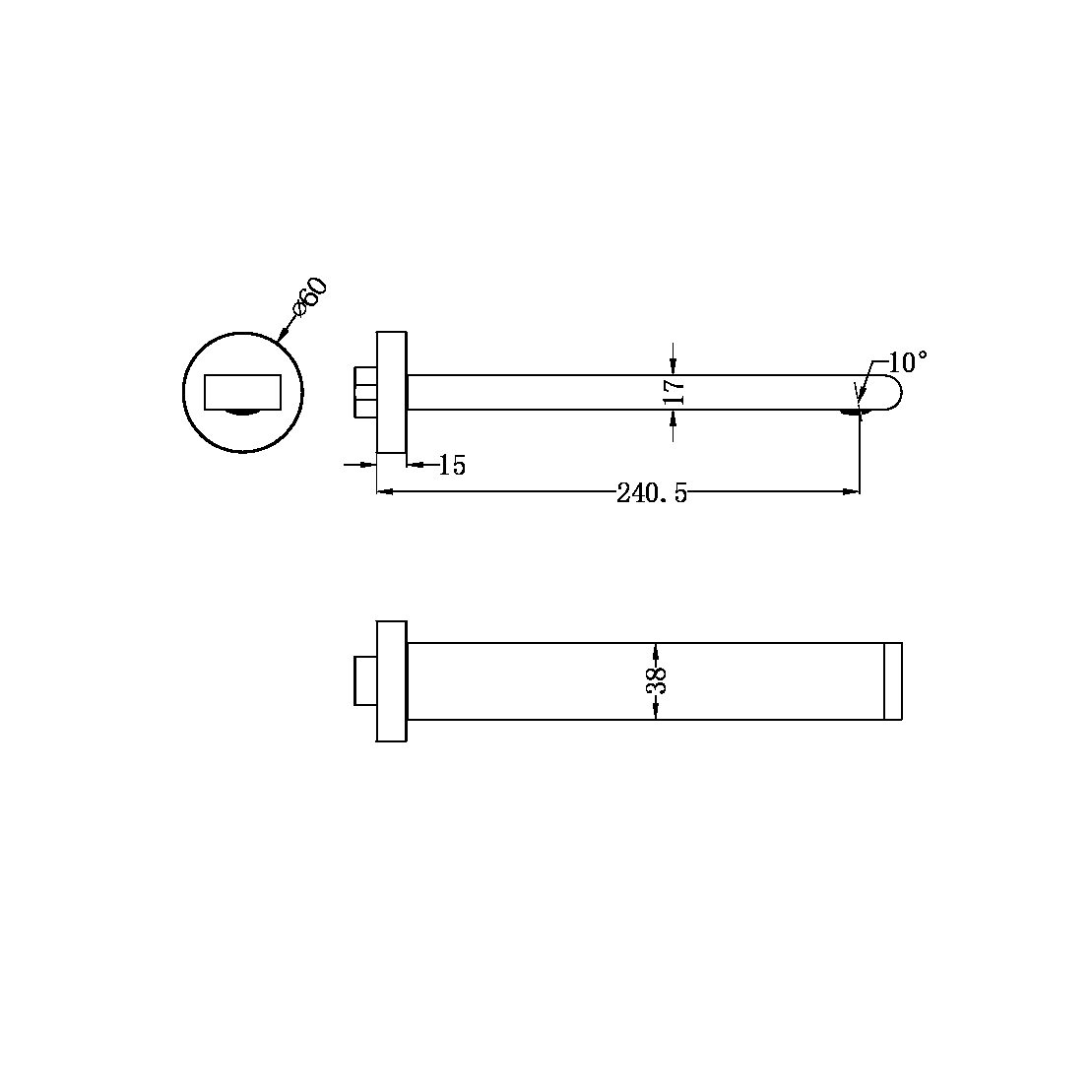 BIANCA FIXED BATH SPOUT 240MM CHROME (NR321503bCH)