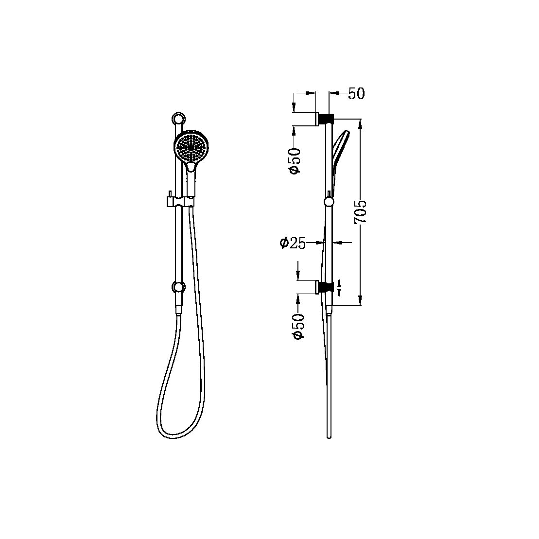 OPAL SHOWER RAIL WITH AIR SHOWER II GRAPHITE (NR251905gGR)