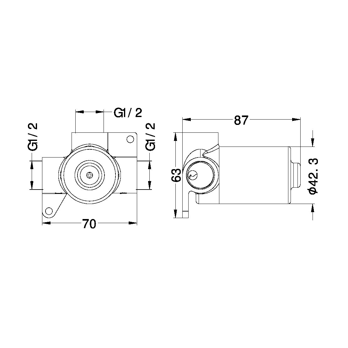 PREMIUM 35MM UNIVERSAL SHOWER MIXER BODY ONLY (NRUB002P)