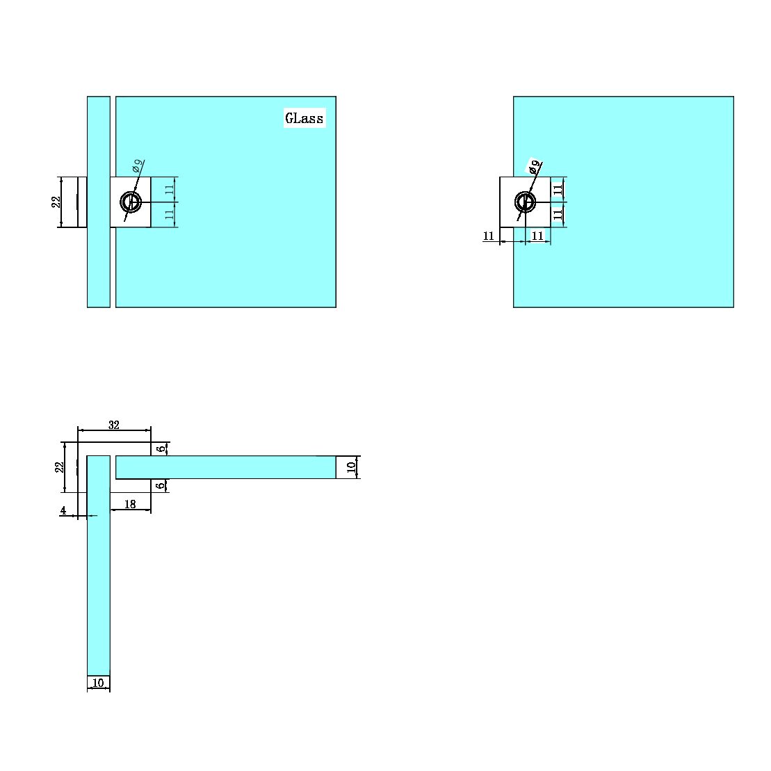 OVER-PANEL GLASS TO GLASS FITTING 10MM GLASS BRUSHED BRONZE (NRSH201BZ)