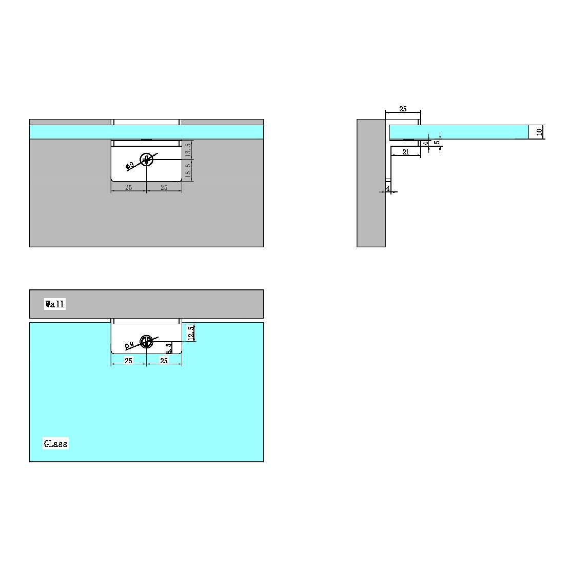 SHOWER F BRACKET 10MM GLASS BRUSHED BRONZE (NRSH202BZ)
