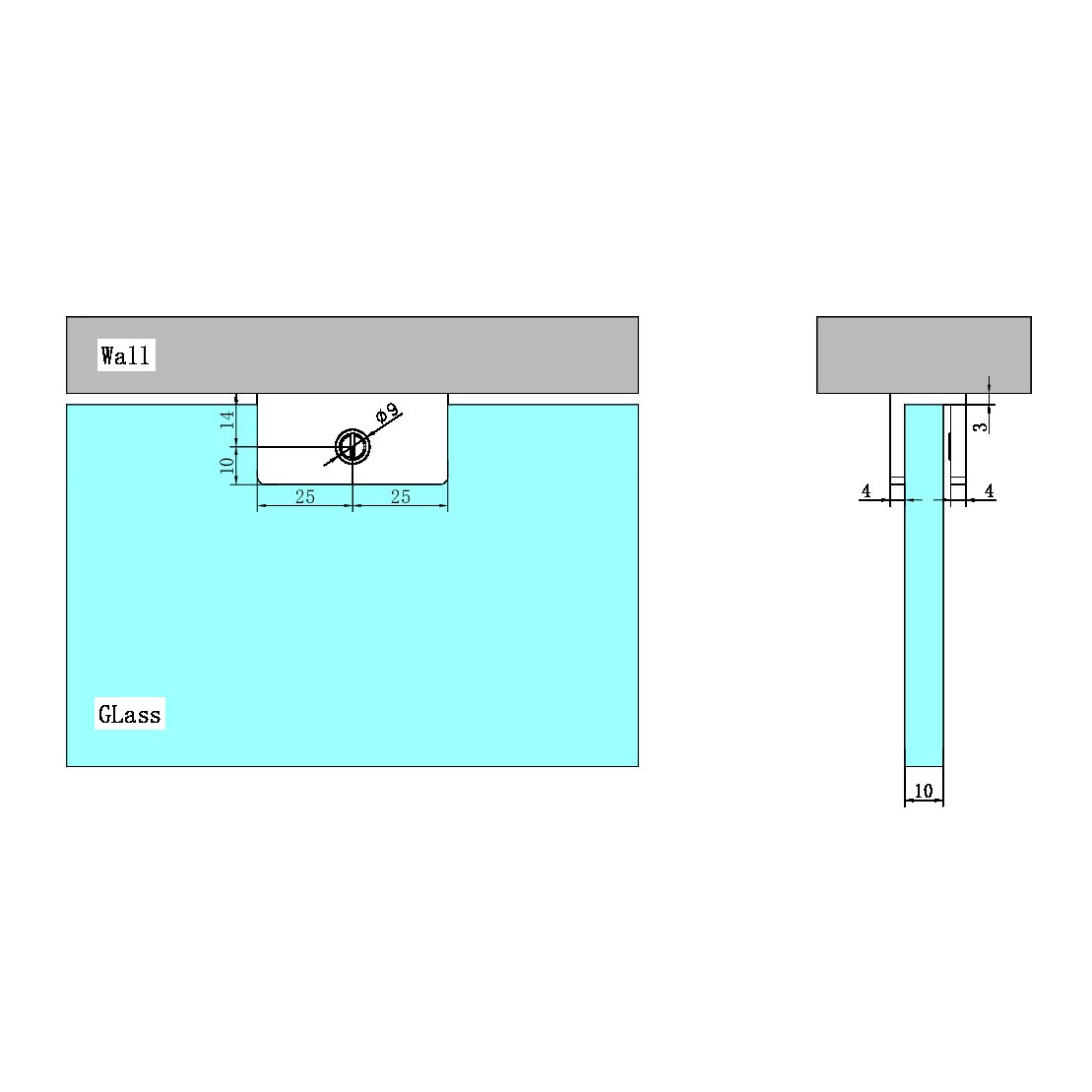 SHOWER U BRACKET 10MM GLASS BRUSHED GOLD (NRSH203BG)