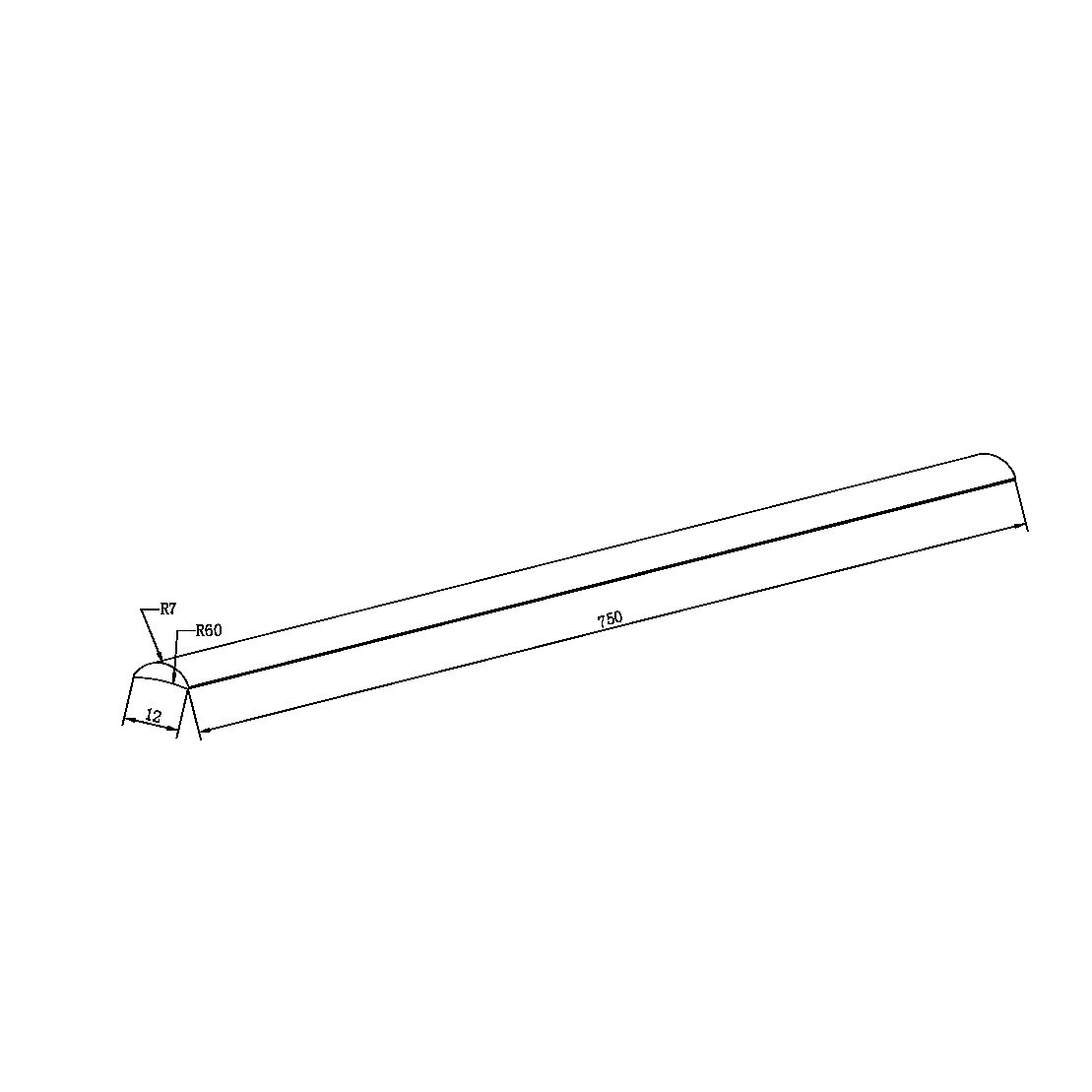 HALF ROUND WATER SEAL RAIL 750MM BRUSHED BRONZE (NRSH401BZ)