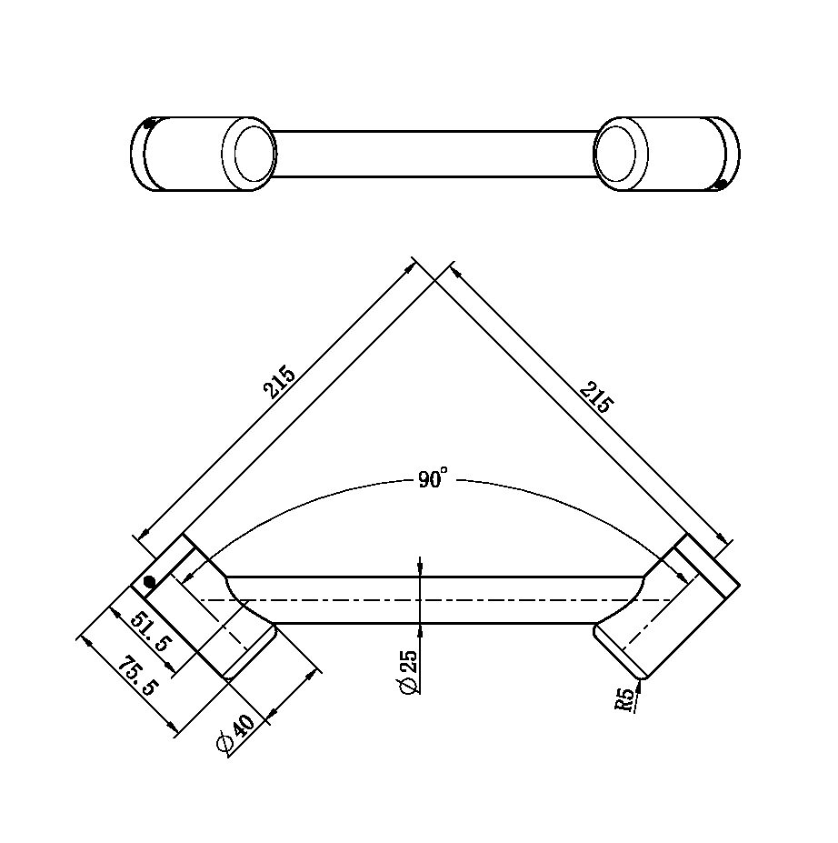 MECCA CARE 25MM FOOTREST CORNER GRAB RAIL 215MM BRUSHED NICKEL (NRCR2508wBN)