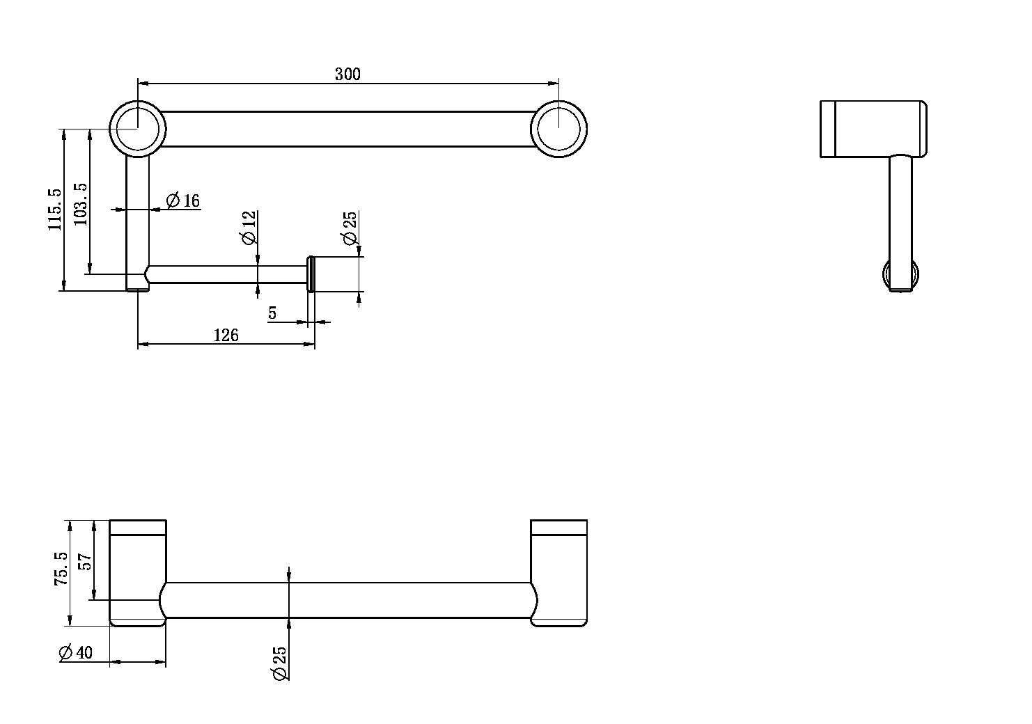 MECCA CARE 25MM TOILET ROLL RAIL 300MM BRUSHED NICKEL (NRCR2512aBN)