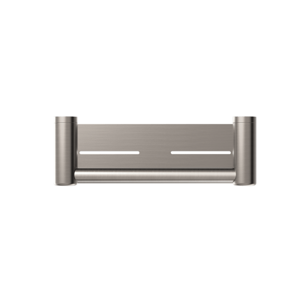 MECCA CARE 25MM GRAB RAIL WITH SHELF 300MM BRUSHED NICKEL (NRCR2512cBN)