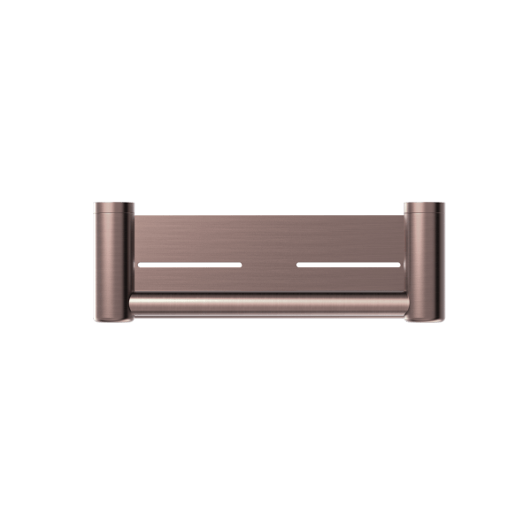 MECCA CARE 25MM GRAB RAIL WITH SHELF 300MM BRUSHED BRONZE (NRCR2512cBZ)