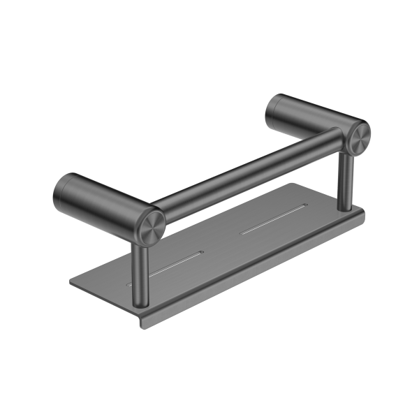 MECCA CARE 25MM GRAB RAIL WITH SHELF 300MM GUN METAL (NRCR2512cGM)