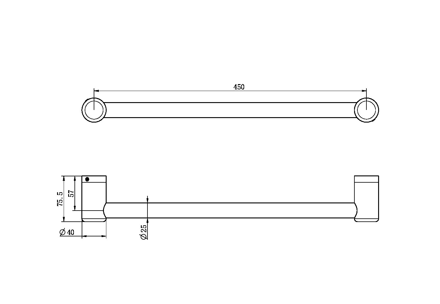 MECCA CARE 25MM GRAB RAIL 450MM GUN METAL (NRCR2518GM)