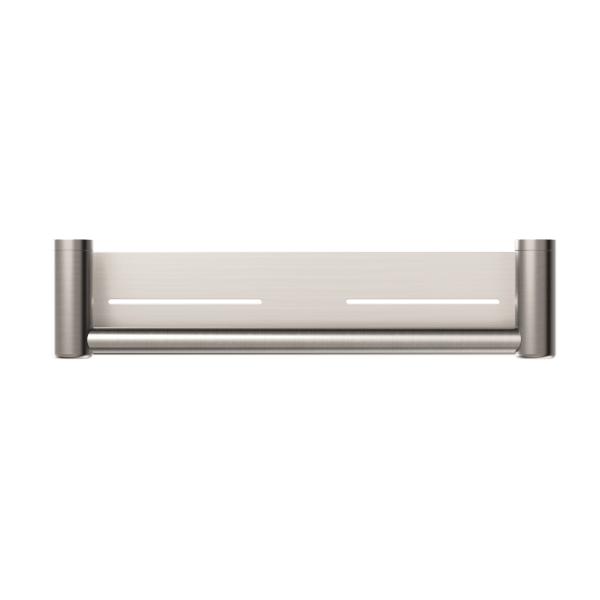 MECCA CARE 25MM GRAB RAIL WITH SHELF 450MM BRUSHED NICKEL (NRCR2518CBN)