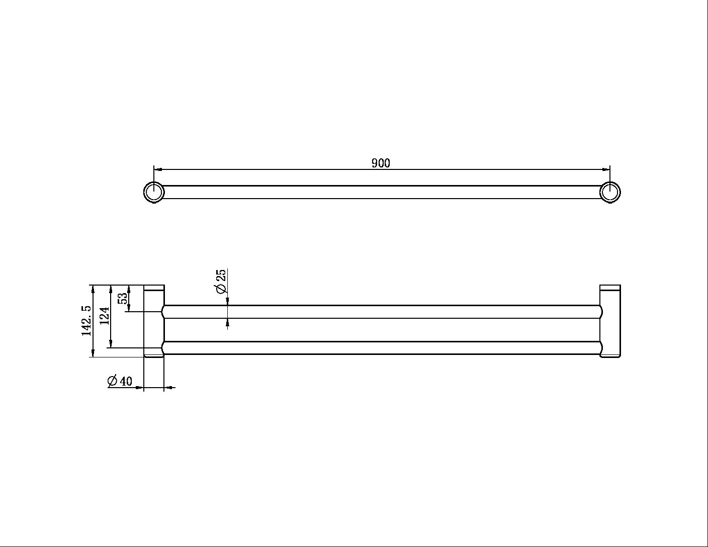 MECCA CARE 25MM DOUBLE TOWEL GRAB RAIL 900MM BRUSHED NICKEL (NRCR2530DBN)