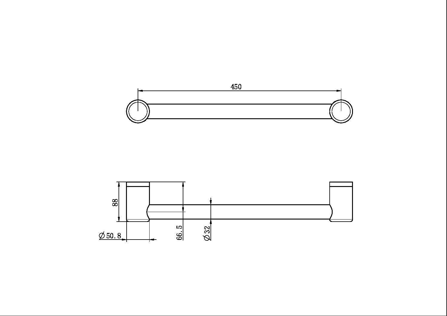 MECCA CARE 32MM GRAB RAIL 450MM BRUSHED NICKEL (NRCR3218BN)