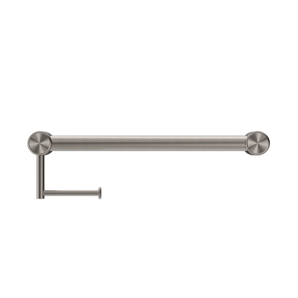 MECCA CARE 32MM GRAB RAIL WITH TOILET ROLL HOLDER 450MM BRUSHED NICKEL (NRCR3218aBN)