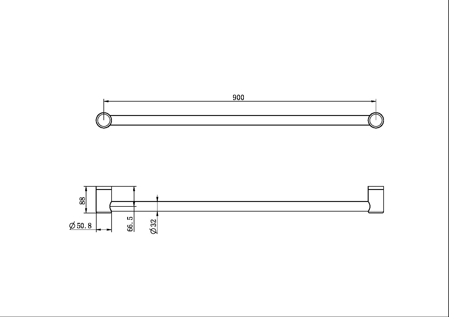 MECCA CARE 32MM GRAB RAIL 900MM BRUSHED NICKEL (NRCR3230BN)