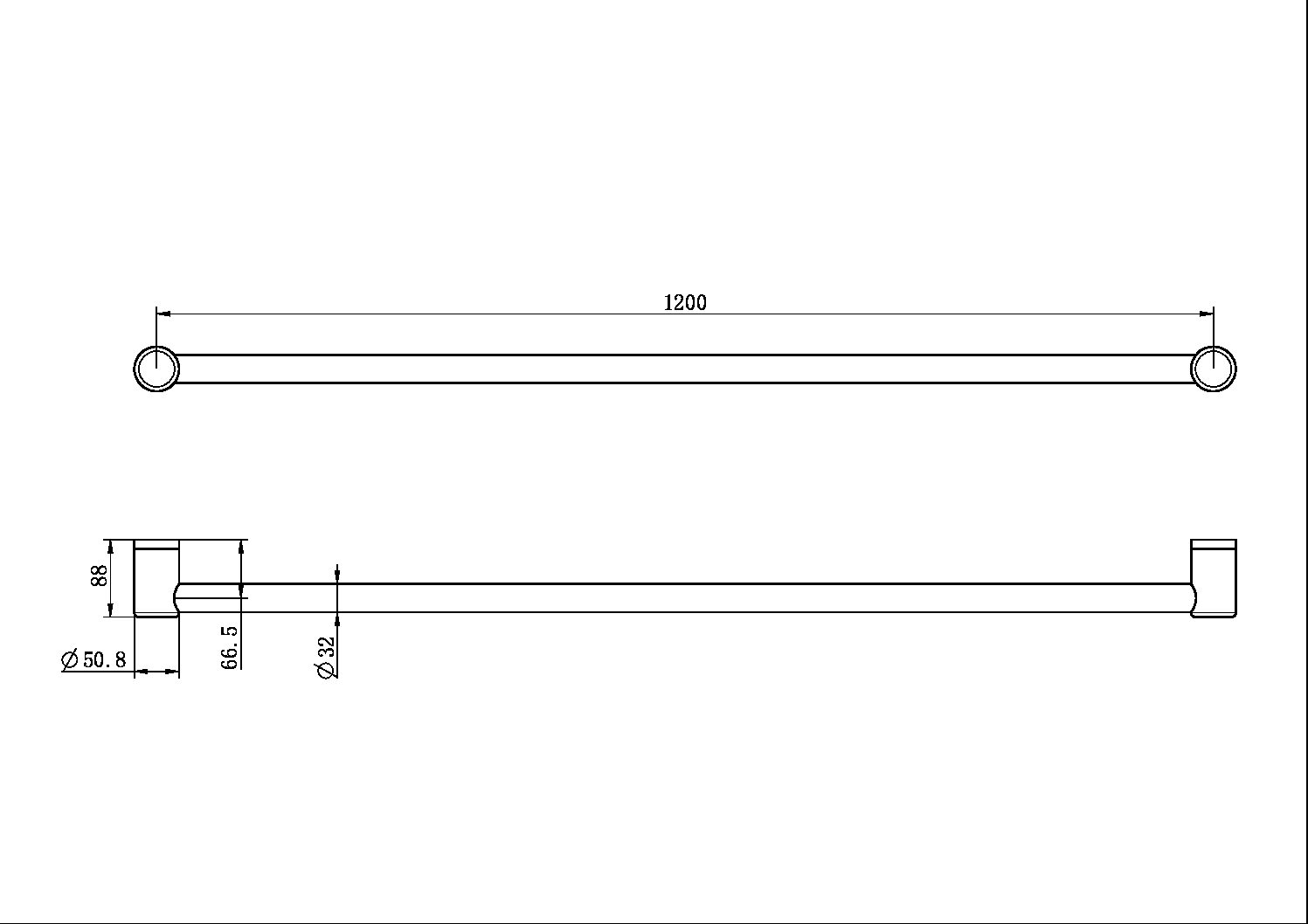 MECCA CARE 32MM GRAB RAIL 1200MM BRUSHED NICKEL (NRCR3248BN)
