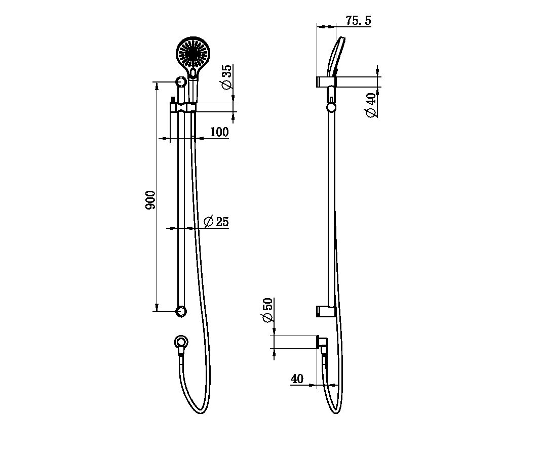 MECCA CARE 25MM GRAB RAIL AND ADJUSTABLE SHOWER RAIL SET 900MM BRUSHED NICKEL (NRCS004BN)