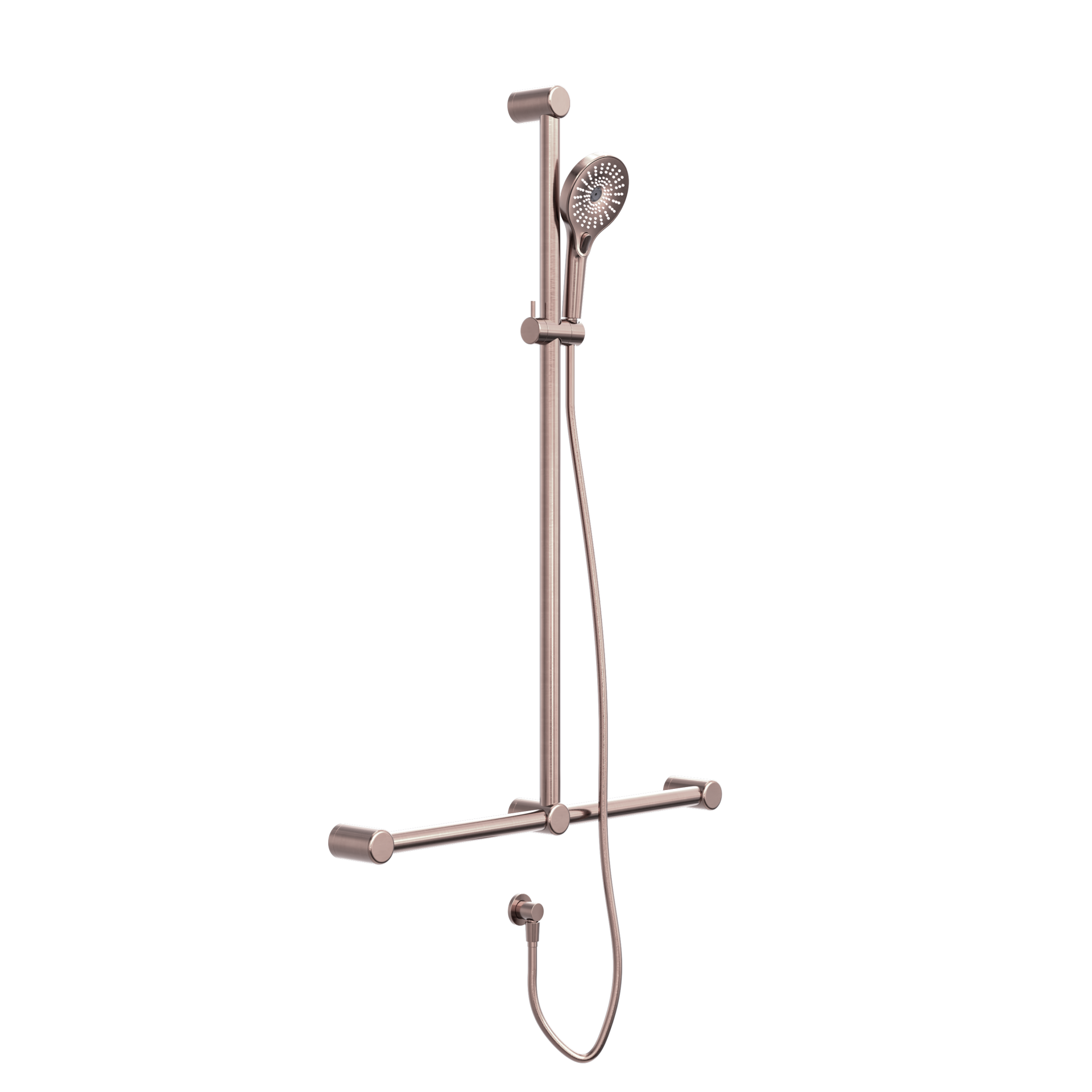 MECCA CARE 32MM T BAR GRAB RAIL AND ADJUSTABLE SHOWER SET 1100X750MM BRUSHED BRONZE (NRCS006BZ)