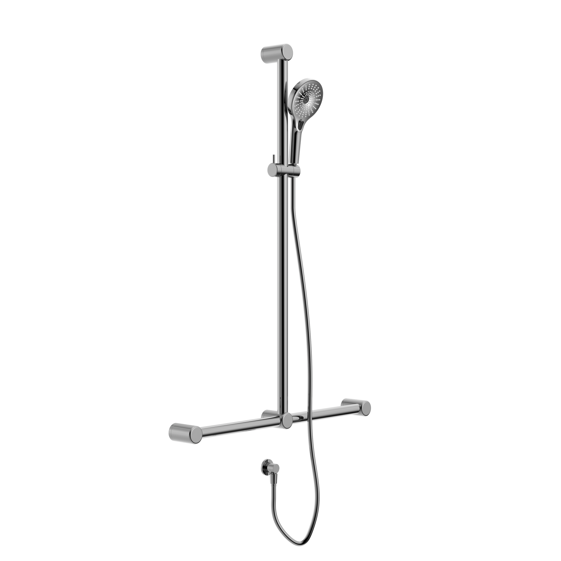 MECCA CARE 32MM T BAR GRAB RAIL AND ADJUSTABLE SHOWER SET 1100X750MM CHROME (NRCS006CH)