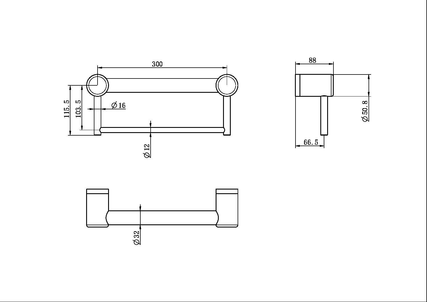 MECCA CARE 32MM GRAB RAIL WITH TOWEL HOLDER 300MM BRUSHED NICKEL (NRCR3212bBN)