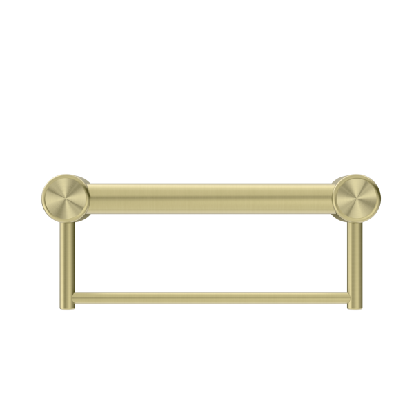 MECCA CARE 32MM GRAB RAIL WITH TOWEL HOLDER 300MM BRUSHED GOLD (NRCR3212bBG)