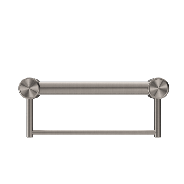 MECCA CARE 32MM GRAB RAIL WITH TOWEL HOLDER 300MM BRUSHED NICKEL (NRCR3212bBN)