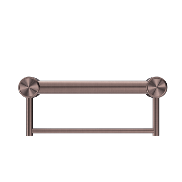 MECCA CARE 32MM GRAB RAIL WITH TOWEL HOLDER 300MM BRUSHED BRONZE (NRCR3212bBZ)