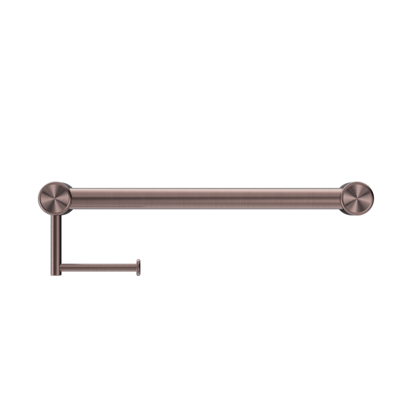 MECCA CARE 32MM GRAB RAIL WITH TOILET ROLL HOLDER 450MM BRUSHED BRONZE (NRCR3218aBZ)