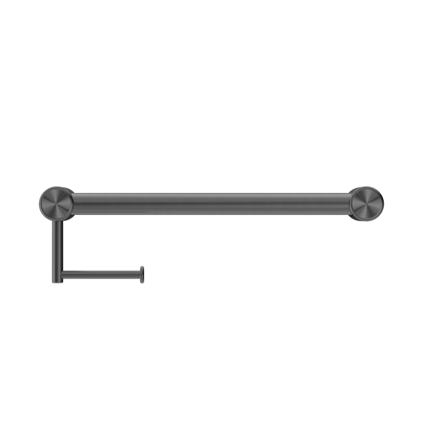 MECCA CARE 32MM GRAB RAIL WITH TOILET ROLL HOLDER 450MM GUN METAL (NRCR3218aGM)