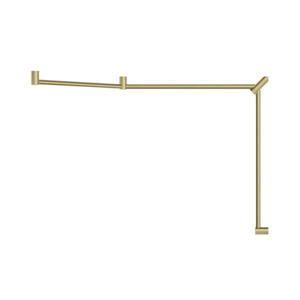 MECCA CARE 32MM DDA TOILET GRAB RAIL SET 45 DEGREE CONTINUOUS 750X965X1025MM BRUSHED GOLD (NRCR3245cBG)
