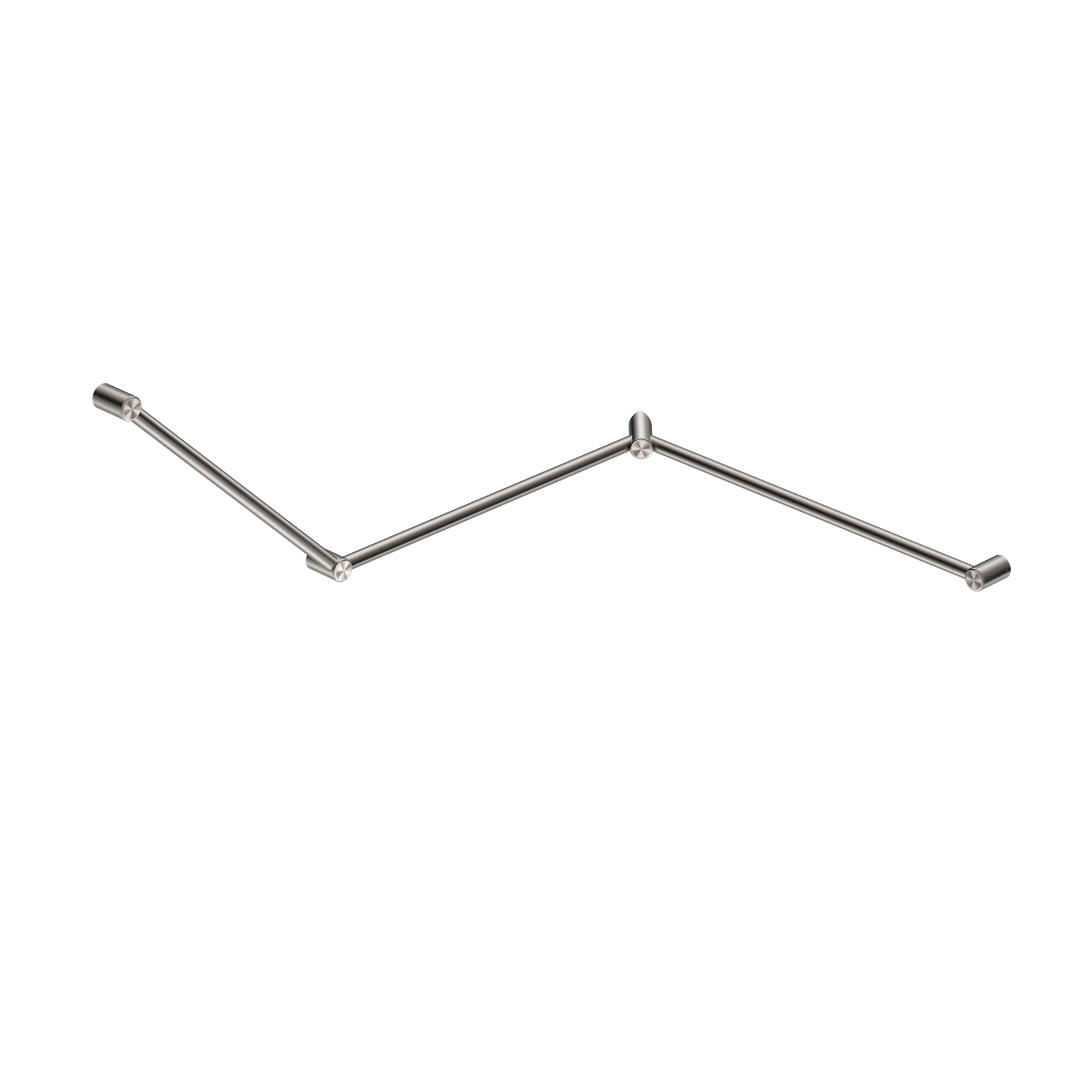 MECCA CARE 32MM DDA TOILET GRAB RAIL SET 45 DEGREE CONTINUOUS 750X965X1025MM BRUSHED NICKEL (NRCR3245cBN)