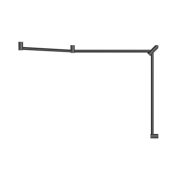 MECCA CARE 32MM DDA TOILET GRAB RAIL SET 45 DEGREE CONTINUOUS 750X965X1025MM GUN METAL (NRCR3245cGM)
