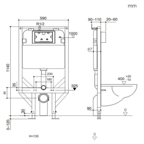 R&T Wall Hung In-wall Cistern (G30031)