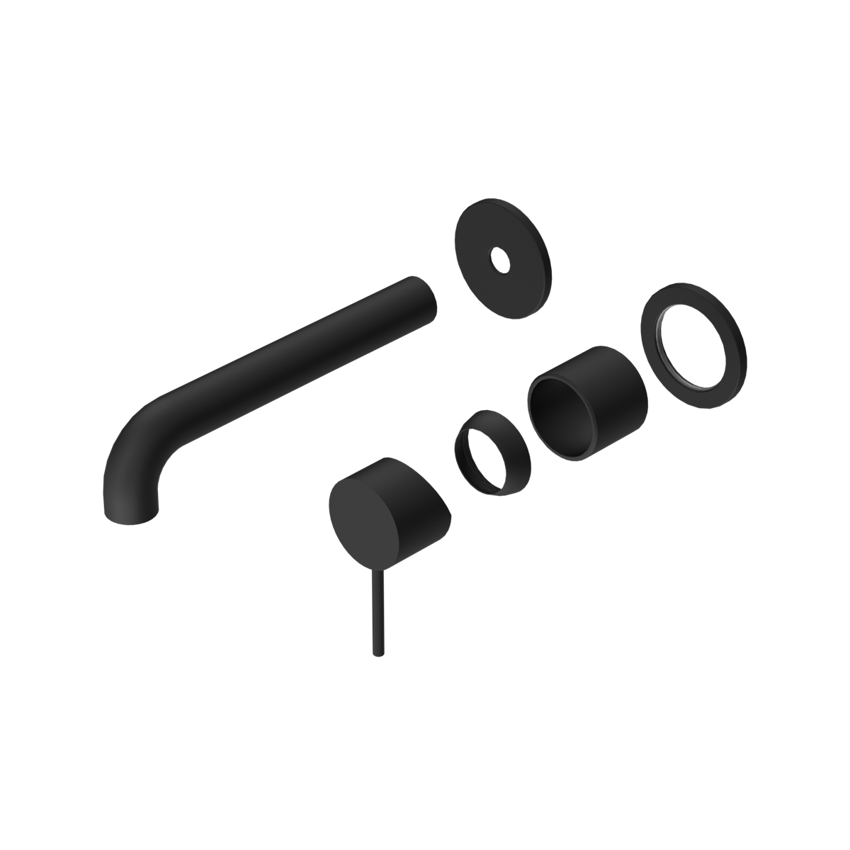 MECCA WALL BASIN/BATH MIXER SEPARATE BACK PLATE 120/160/185/230/260MM TRIM KITS ONLY MATTE BLACK (NR221910C120/160/185/230/260TMB)