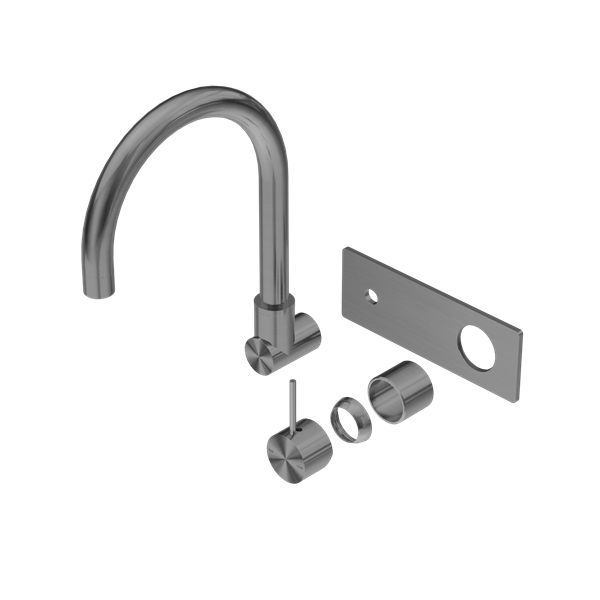 MECCA WALL BASIN/BATH MIXER SWIVEL SPOUT HANDLE UP TRIM KITS ONLY GUN METAL (NR221910ptGM)