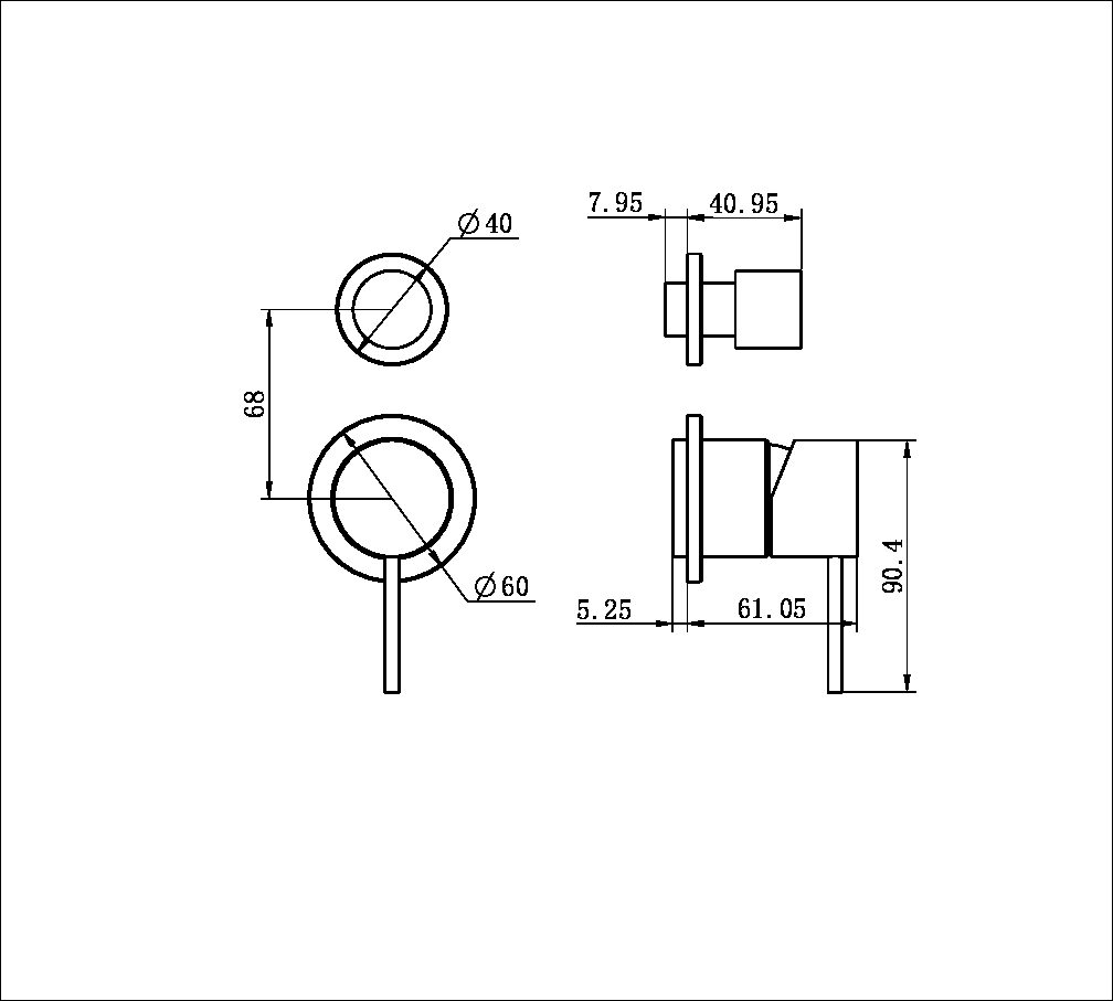 MECCA SHOWER MIXER WITH DIVERTOR SEPARATE BACK PLATE TRIM KITS ONLY MATTE BLACK (NR221911stMB)