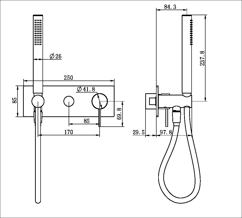 MECCA SHOWER MIXER DIVERTOR SYSTERM TRIM KITS ONLY GUN METAL (NR221912etGM)
